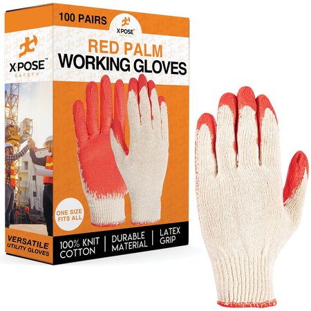 XPOSE SAFETY Red Palm Working Gloves, 100PK RPG-100-X-S